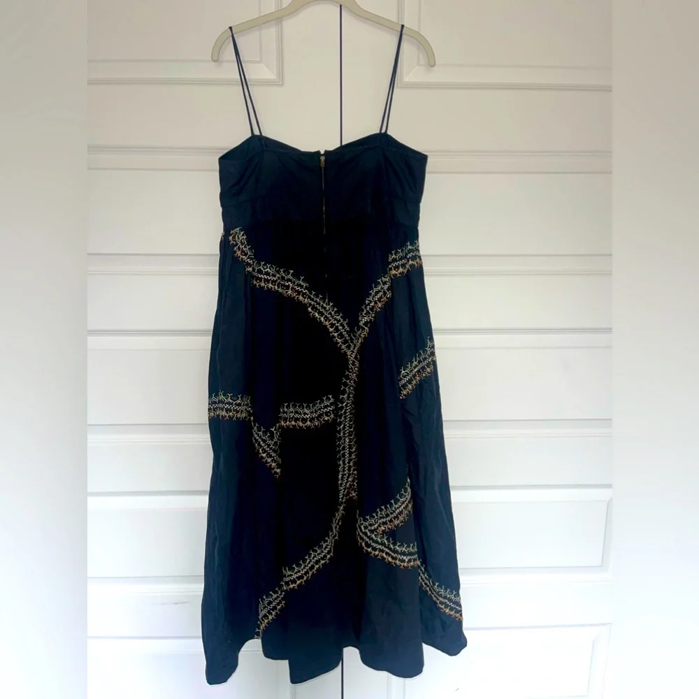 Ulla Johnson Black Midi Dress with Gold Accents - Picture 9 of 10